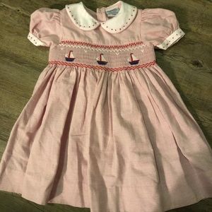 EUC Friedknit Creations Smocked Sailboat Dress 24M